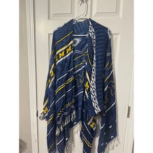 Zoozatz University of Michigan Lightweight Fringe Kimono Poncho
